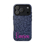 Personalized Lauren Navy Leopard Phone Case