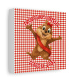 Cute Chipmunk Canvas Print — Red Gingham Nursery Wall Art