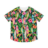Tropical Surf Baseball Jersey — Hawaiian Floral Surfboard Print