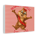 Cute Chipmunk Canvas Print — Red Gingham Nursery Wall Art