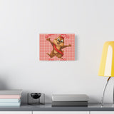 Cute Chipmunk Canvas Print — Red Gingham Nursery Wall Art